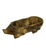 Zeckos Hand Carved Darkened Wood Pig Centerpiece Bowl - £30.75 GBP