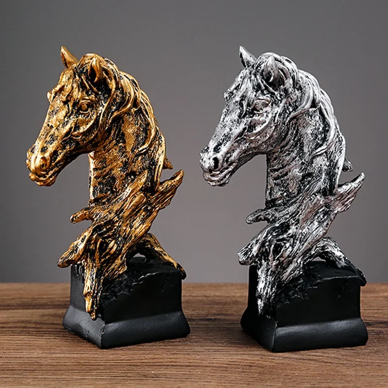 Nordic Horse Head Sculpture Animal Horses Statue Figurine Home Decoration - $30.66