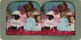 Antique Early 20th Century Stereoview Card Stereoscope Now Dolly Go to Sleep - £6.97 GBP