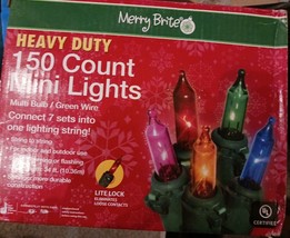 150 Ct Merry Brite Mini Lights Multi Bulbs Green Wire In/Outdoor Xmas Li... - £7.88 GBP