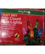 150 Ct Merry Brite Mini Lights Multi Bulbs Green Wire In/Outdoor Xmas Li... - $13.52 CAD
