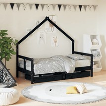 Kids Bed Frame with Drawers White 80x160 cm Solid Wood Pine - $124.84