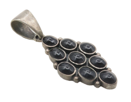NAVAJO 925 Sterling Silver  Vintage Black Onyx Cluster Drop Pendant  PT7744 - $163.06