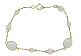 18k Yellow Gold 6.5ct Genuine Natural Moonstone Bracelet Jewelry (#J4560) - £354.21 GBP