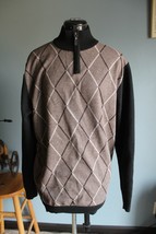 Studio By Omega Men&#39;s Black/Tan Argyle Long Sleeve 1/4 Zip Sweater ~M~ - £11.18 GBP