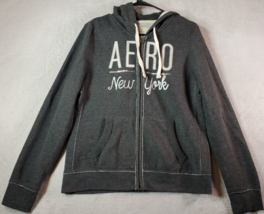 Aéropostale Hoodie Womens Size Large Gray Cotton Long Sleeve Pockets Full Zipper - £8.72 GBP