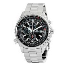 Mens Stainless Steel Chronograph Watch - Black Dial - PremierA EF527D-1AV - $3,165.01 MXN