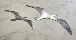 Two Birds Flying Metal Wall Art Accents polished steel 5 1/2&quot; x 7&quot; &amp; 4&quot; x 5&quot; - £14.00 GBP