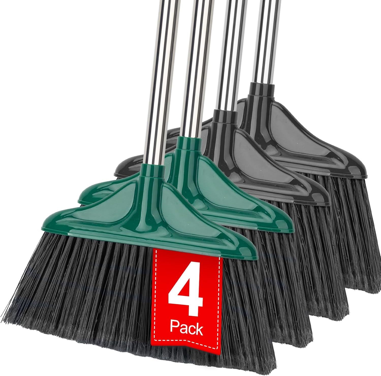 4 Pcs Heavy Duty Broom Outdoor/Indoor Commercial Broom With 61&quot;, Black A... - $51.99