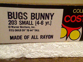 1970&#39;s Warner Bros. Bugs Bunny Halloween Costume Good Condition In Origi... - $15.00