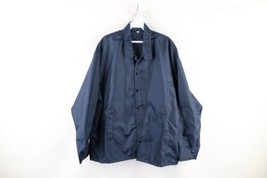 Vintage 70s Streetwear Mens Large Full Button Coaches Coach Jacket Navy Blue - £39.74 GBP