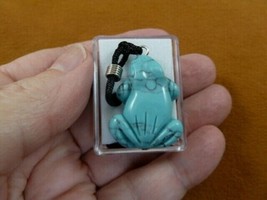 anv-frog-5 lil blue Howlite Frog gemstone carving Pendant NECKLACE amphi... - £9.76 GBP