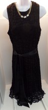 Talbots Black Lacy &amp; Silk Ribbon Dress NWT  $178 Sleeveless &amp; Zips Up Back Sz 14 - £43.47 GBP