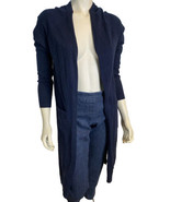 Love Tree Navy Open Long Sleeve Long Cardigan Front Pockets Size L - $443.79 MXN