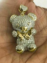 Christmas 14k Yellow Gold Over 3.20Ct Simulated Diamond Teddy Bear Pendant - £64.84 GBP