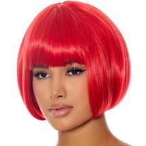 Red Bob Wig Bangs Short Straight Retro Unisex Costume Party Cosplay 991586 - £19.45 GBP