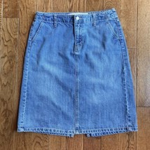 GAP Jean Skirt Womens 8 Faded Blue Cotton Above Knee Back Slit Kick Pleat 31x22 - £7.08 GBP