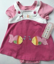 Wishes &amp; Kisses Dress Pink KISS Fish White Infant Girls 6-9 Months Jumper - £17.44 GBP