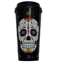 HORROR-HALL New Day-of-the-Dead Sugar Skull Double Wall Travel Tumbler Cup w/Sip - £3.89 GBP
