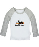 I Wanna Sleep Funny Tops Newborn Baby T-shirts Infant Animal Panda Graph... - £7.79 GBP+
