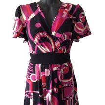 Vintage Y2K Juniors JTB Pink Abstract V Neck Flutter Sleeve Blouse Top S... - $99.99