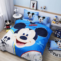 DISNEY&#39;S MICKEY MOUSE BLUE 100% COTTON TWIN FULL QUEEN COMFORTER SET - £177.88 GBP+