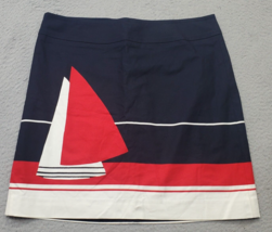 Talbots Sailboat Pencil Skirt Women Petite 12 Multi Lined Flat Front Bac... - $23.10
