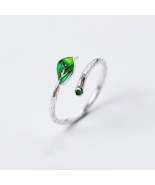 Green Leaf Ring | Adjustable Ring | 925 Silver Ring | Leaf Ring | Women ... - $4.99