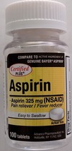 ASPIRIN 325 mg (NSAID) 100 Tablets  Pain Relief Fever Reducer - £2.73 GBP