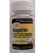 ASPIRIN 325 mg (NSAID) 100 Tablets  Pain Relief Fever Reducer - £2.72 GBP