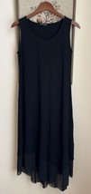 Eileen Fisher Dress XS hankerchief Maxi Black Stretch Jersey Rayon gauze... - $24.72