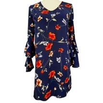 Lulus Early Bloomer Ruffle Sleeve Shift Dress Womens Navy Blue Floral Size XS - $18.00