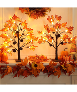 Fall Decorations for Home, 2 Pack 24IN Lighted Maple Tree Acorn Leaves T... - $35.13