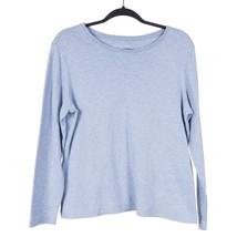 Westbound Petites TShirt PL Womens L Blue Long Sleeve Heathered 100% Cotton - $15.70