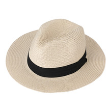 Straw Fedora Hat Soft Cool Summer Classic Trilby Cuban Beach Sun Cap Short Brim - £26.06 GBP