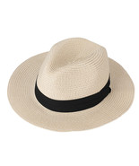 Straw Fedora Hat Soft Cool Summer Classic Trilby Cuban Beach Sun Cap Sho... - £26.12 GBP