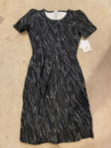 LULAROE Amelia Noir Dress Womens Extra Small Solid Black Speckled Pleated Zip - £19.56 GBP