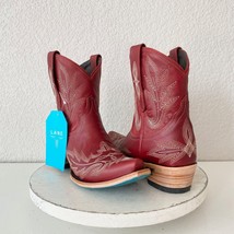 NEW Lane LEXINGTON Red Cowboy Boots Womens 7 Western Wear Leather Short ... - £168.28 GBP