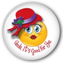 SMILE IT&#39;S GOOD FOR YOU SMILEY FACE - RED HAT PURSE MIRROR W/ ORGANZA BA... - £6.12 GBP