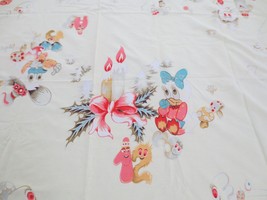 Vtg 50&#39;s Rare Disney? Characters ABC  Christmas Printed Tablecloth Linen... - $50.00