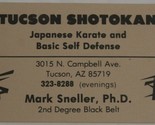 Tucson Shotokan Japanese Karate Vintage Business Card Tucson Arizona bc1 - $4.94