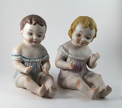 7&quot; Bisque Porcelain Piano Baby Boy &amp; Girl Figurines Vintage - £36.70 GBP