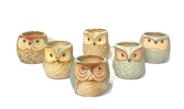 6 Piece Bundle Owl Ceramic Planter Set Mini Flower Pot 2.25&quot; Inch New Open Box - £51.00 GBP