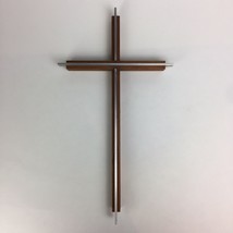 VTG Wood Cross Aluminum Inlay 12.75”x6.75” Western Christian Art Catholic Used - £23.30 GBP
