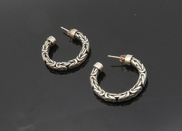 BALI 925 Sterling Silver - Vintage Shiny Byzantine Link Hoop Earrings - EG10084 - £51.54 GBP
