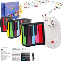 Beginner Upgraded Portable Piano Keyboard Mat With Sticker And Rainbow Color 49 - $47.97