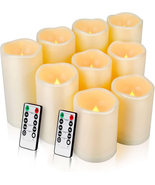 9Pcs Flameless Flicking LED Candles with Remote, Battery Operated Outdoo... - €30,01 EUR