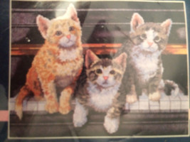 Sunset Meowsical Trio No Count Cross Stitch Kit Keith Kimberlin 14x11 Sealed - $7.50