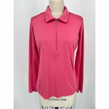 San Soleil Polo 1/4 Zip Long Sleeve Shirt Sz S Pink UPF 50 - $25.48
