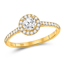14kt Yellow Gold Round Diamond Halo Bridal Wedding Engagement Ring 3/4 Ctw - £2,009.04 GBP